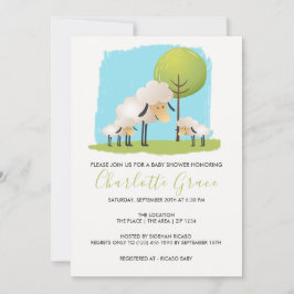 Kute schapen en lammeren met een Baby shower van t Kaart