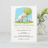 Kute schapen en lammeren met een Baby shower van t Kaart (Staand voorkant)