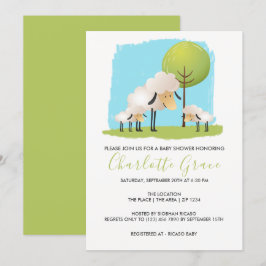 Kute schapen en lammeren met een Baby shower van t Kaart