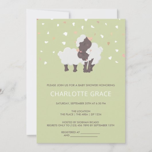 Kute schapen en lammeren, speciaal Baby shower Kaart (Voorkant)