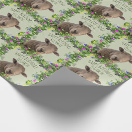 Kute schapen in Floral Lijst, op maat gesneden Cadeaupapier