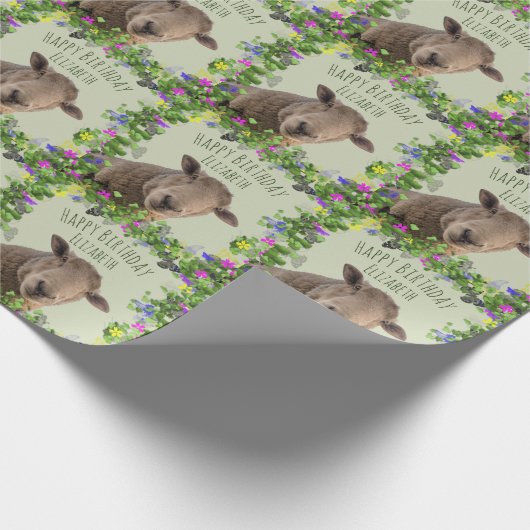 Kute schapen in Floral Lijst, op maat gesneden Cadeaupapier (Hoek)