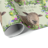 Kute schapen in Floral Lijst, op maat gesneden Cadeaupapier (Rol Hoek)