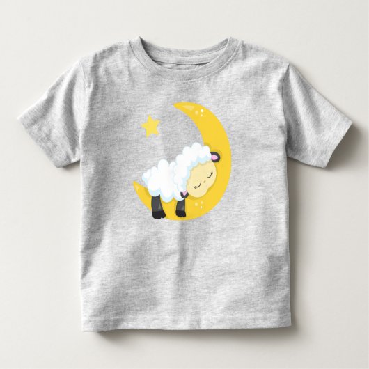Kute schapen, slaapschapen, maan, sterren, slaperi kinder shirts (Voorkant)
