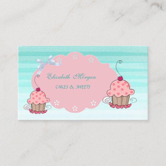 Kute Schattig Girly Modern, Ombre, Cupcake Bakery Visitekaartje (Voorkant)