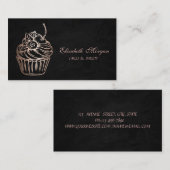 Kute Schattig, Glitter Cupcake, zwart, bakkerij Visitekaartje (Voorkant / Achterkant)