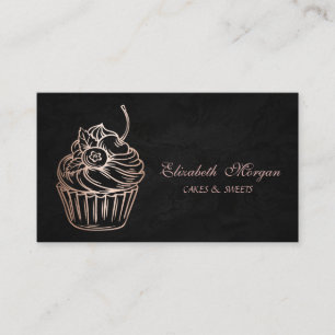Kute Schattig, Glitter Cupcake, zwart, bakkerij Visitekaartje