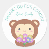 Kute Schattige Cartoon aap Hartelijk dank voor uw Ronde Sticker (Voorkant)
