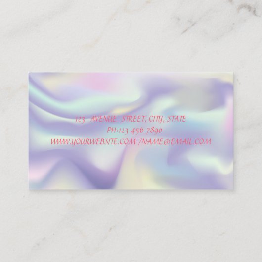 Kute Schattige Elegant Cupcake Bakery Holographic Visitekaartje (Achterkant)