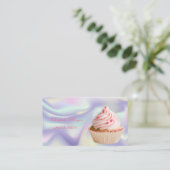 Kute Schattige Elegant Cupcake Bakery Holographic Visitekaartje (Staand voorkant)