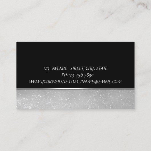 Kute Schattige Elegant Silver Glitte Cupcake Bakke Visitekaartje (Achterkant)