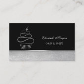 Kute Schattige Elegant Silver Glitte Cupcake Bakke Visitekaartje (Voorkant)