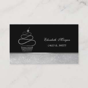 Kute Schattige Elegant Silver Glitte Cupcake Bakke Visitekaartje