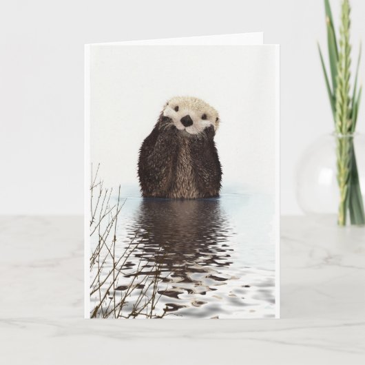 Kute schattige fluffier otter animal kaart (Voorkant)