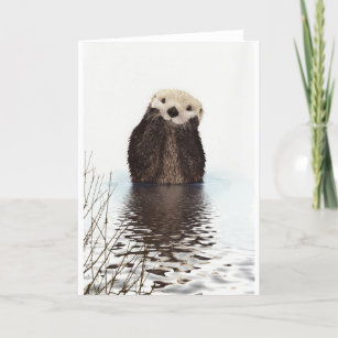 Kute schattige fluffier otter animal kaart