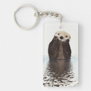 Kute schattige fluffier otter animal sleutelhanger