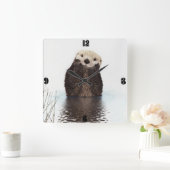 Kute schattige fluffier otter animal vierkante klok (Huis)
