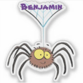 Kute schattige fluffy brown spin cartoon sticker (Voorkant)