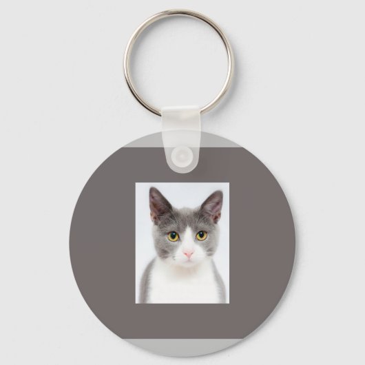 Kute Schattige grijze Kat Sleutelhanger (Voorkant)