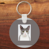 Kute Schattige grijze Kat Sleutelhanger (Voorkant)