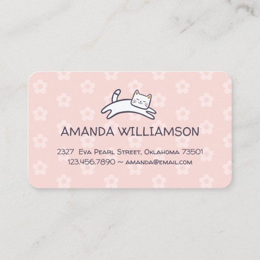 Kute Schattige keukengerei en keukengerei Roze Visitekaartje (Achterkant)