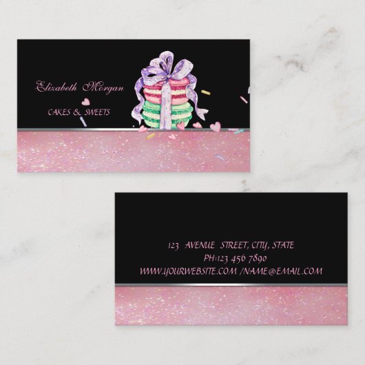 Kute Schattige legante Macarons, bakkerij Visitekaartje (Voorkant / Achterkant)