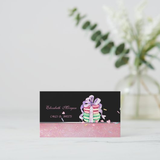 Kute Schattige legante Macarons, bakkerij Visitekaartje (Staand voorkant)