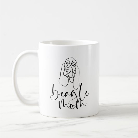 Kute Schattige line Art Minimalistic Beagle Mam Koffiemok (Links)