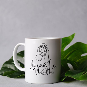 Kute Schattige line Art Minimalistic Beagle Mam Koffiemok