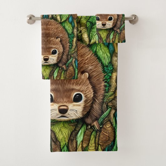 Kute Schattige Little Baby Beaver Bad Handdoek (Insitu)