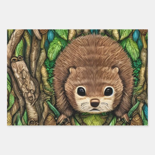 Kute Schattige Little Baby Beaver Inpakpapier Vel (Voorkant)