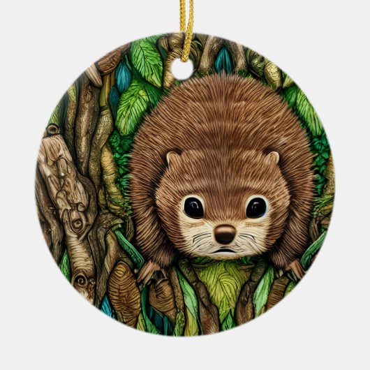Kute Schattige Little Baby Beaver Keramisch Ornament (Voorkant)