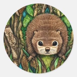 Kute Schattige Little Baby Beaver Ronde Sticker