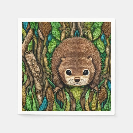 Kute Schattige Little Baby Beaver Servet (Voorkant)