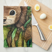 Kute Schattige Little Baby Beaver Theedoek (Quarter Fold)