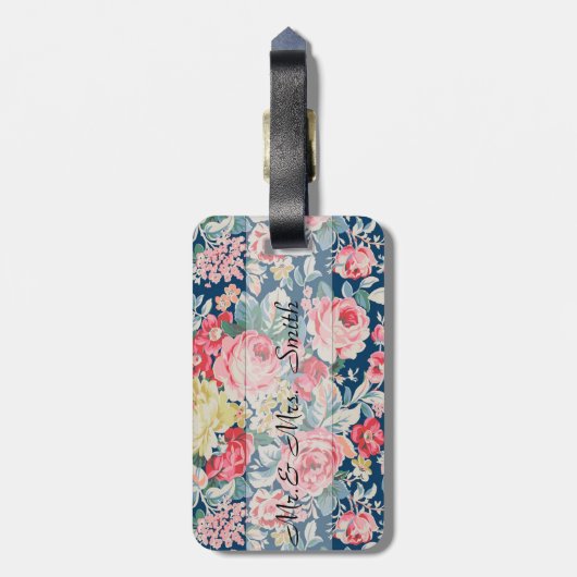 Kute Schattige Modern Blooming Flowers Bagagelabel (Achterkant verticaal)