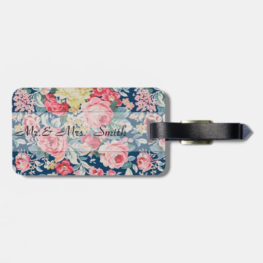 Kute Schattige Modern Blooming Flowers Bagagelabel (Achterkant horizontaal)
