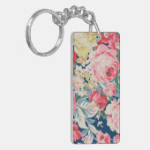 Kute Schattige Modern Blooming Flowers Sleutelhanger (Voorkant Links)