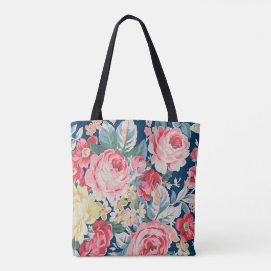 Kute Schattige Modern Blooming Flowers Tote Bag (Achterkant)