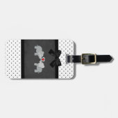 Kute Schattige olifanten, Polka Dots, Black Bow Bagagelabel (Voorkant horizontaal)