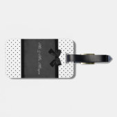 Kute Schattige olifanten, Polka Dots, Black Bow Bagagelabel (Achterkant horizontaal)