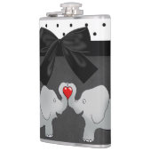 Kute Schattige olifanten, Polka Dots, Black Bow Heupfles (Links)