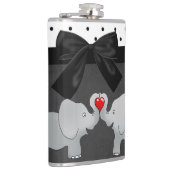 Kute Schattige olifanten, Polka Dots, Black Bow Heupfles (Rechts)