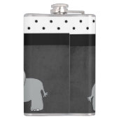 Kute Schattige olifanten, Polka Dots, Black Bow Heupfles (Achterkant)