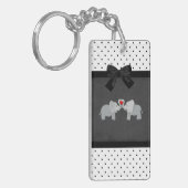 Kute Schattige olifanten, Polka Dots, Black Bow Sleutelhanger (Voorkant Links)