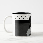 Kute Schattige olifanten, Polka Dots, Black Bow Tweekleurige Koffiemok (Links)