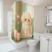 Kute Schattige poodle Dog Puppy Artwork | Douchegordijn (In situ)