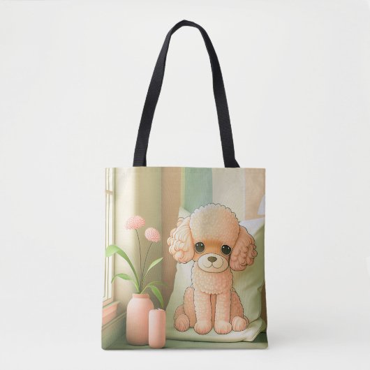 Kute Schattige poodle Dog Puppy Artwork | Tote Bag (Voorkant)