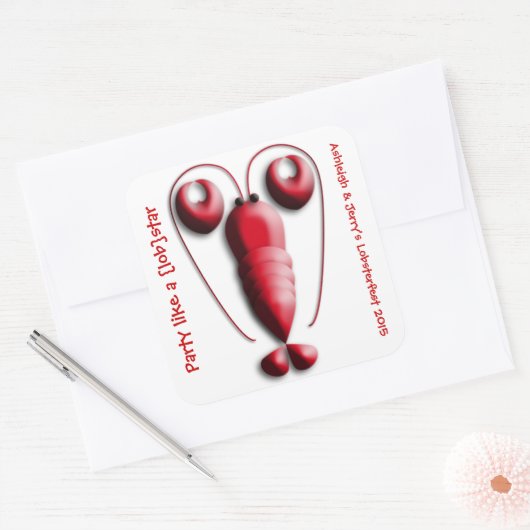 Kute Schattige roodroodrover Vierkante Sticker (Envelop)