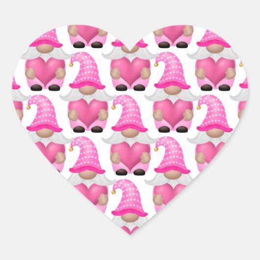 Kute Schattige roze Valentijnsdag Gnomen Hart Sticker (Voorkant)